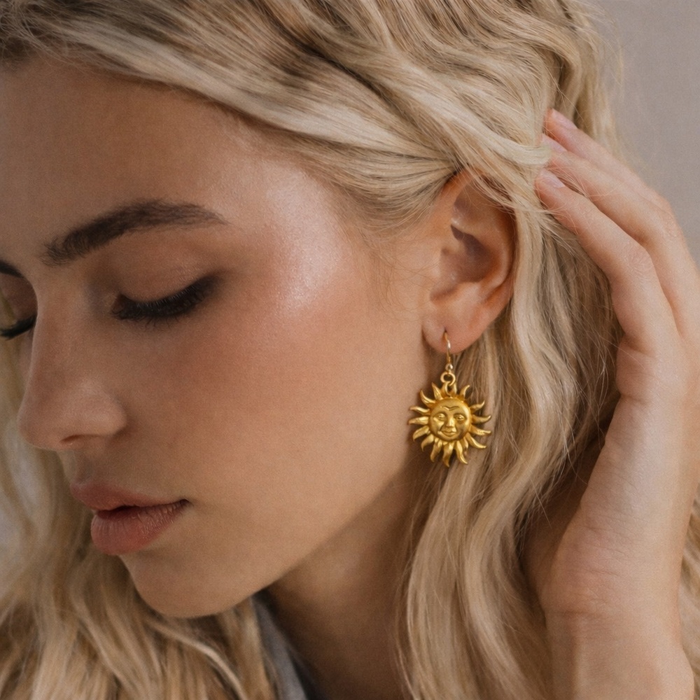 Vintage Gold Sunburst Earrings